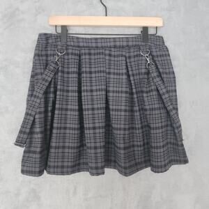 Hot Topic Gray Plaid Pleated Mini Skirt Alt Mall Goth  Large